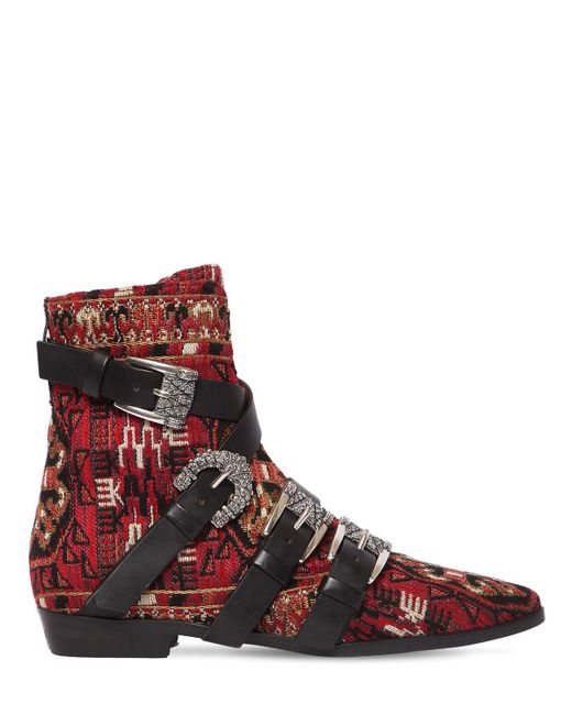 Etro 20mm Wool Blend Brocade Ankle Boots