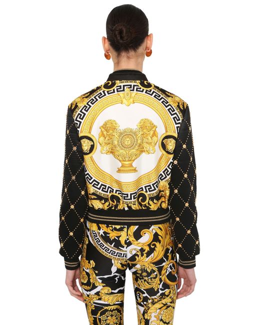 Versace Printed Faux Leather Satin Bomber