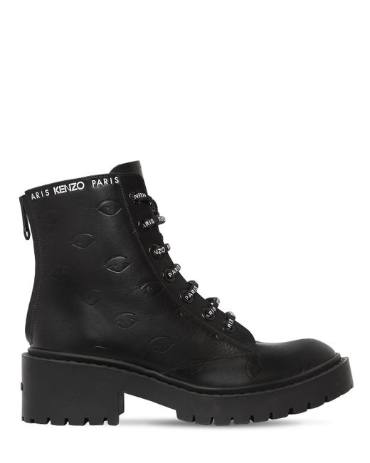 Kenzo 50mm Pike Logo Lace-up Leather Boots