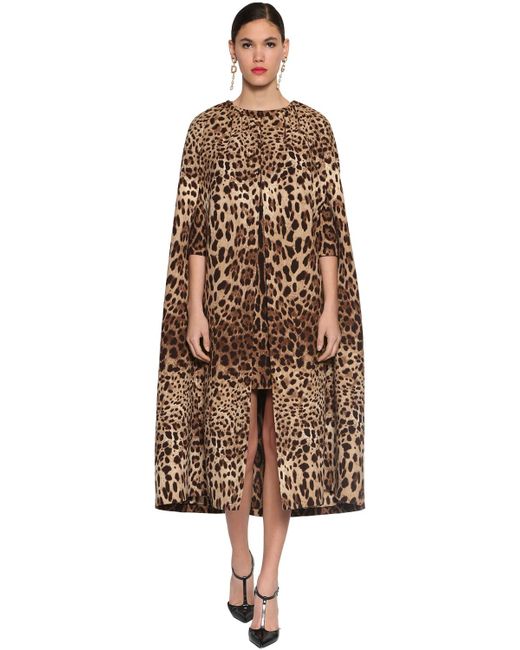 Dolce & Gabbana Printed Double Crepe Long Cape
