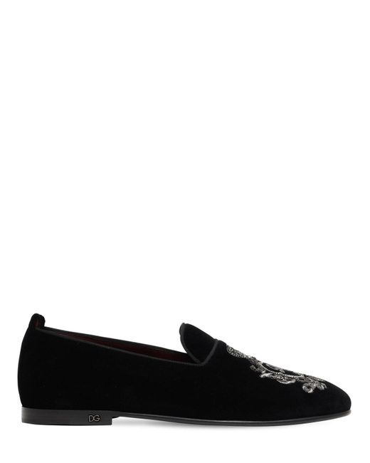 Dolce & Gabbana Young Pope Embroidered Velvet Loafers