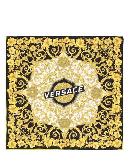 Versace Logo Baroque Print Silk Scarf