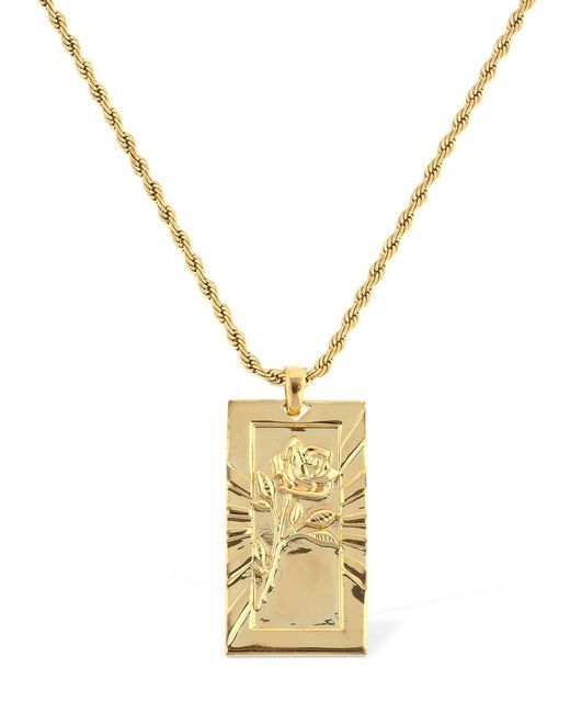 Northskull Rose Engraved Pendent Chain Necklace