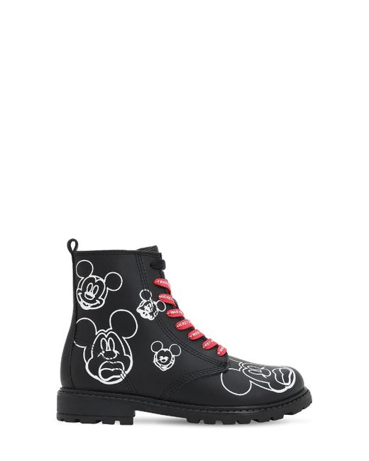 Moa Master Of Arts Mickey Mouse Printed Leather Boots
