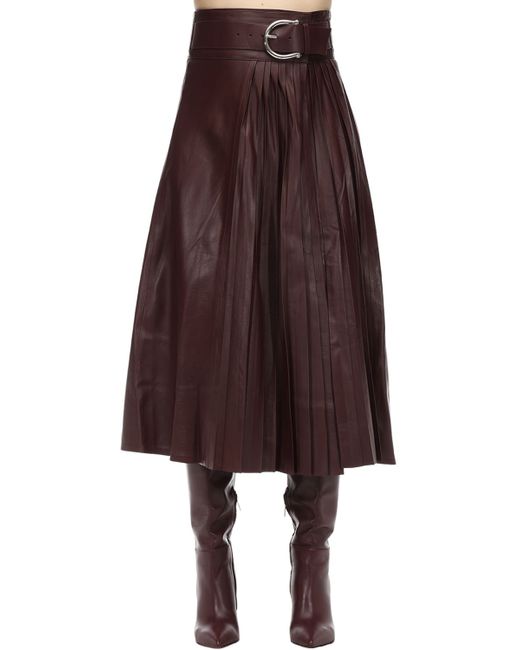 Dodo Bar Or Belted Leather Midi Skirt W Pleats