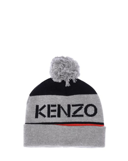 Kenzo Kids Logo Jacquard Cotton Blend Knit Hat