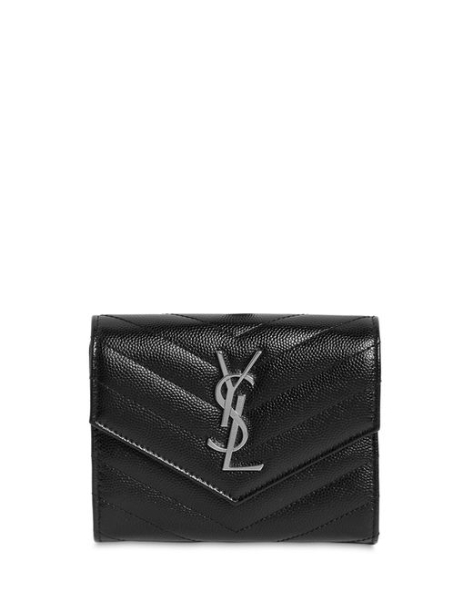 Saint Laurent Compact 3-fold Quilted Leather Wallet