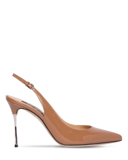 Sergio Rossi 90mm Patent Leather Sling Back Pumps