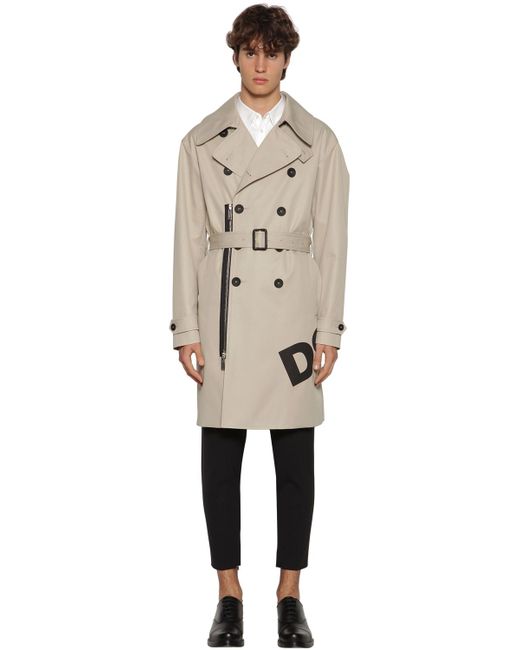 Dsquared2 Printed Cotton Twill Trench Coat