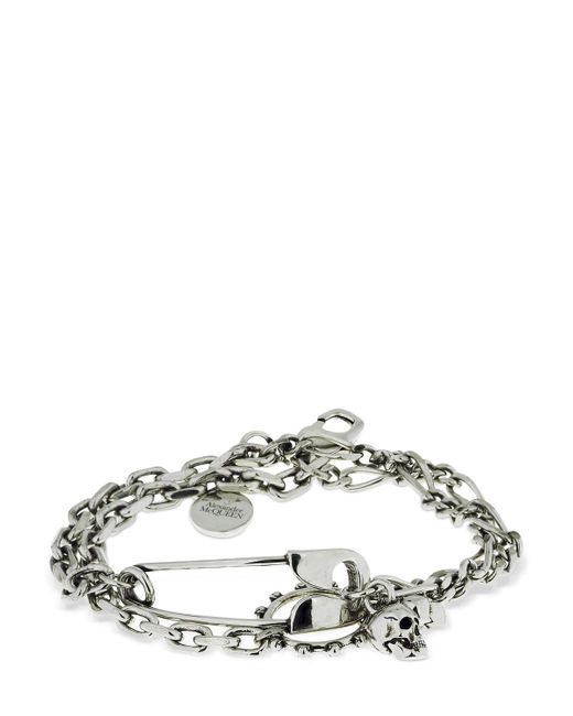 Alexander McQueen Chain Bracelet W/safety Pin Charms