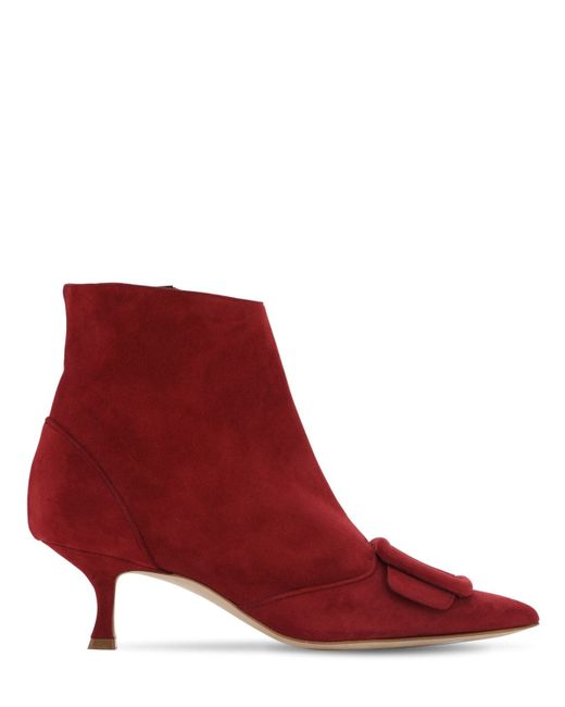 Manolo Blahnik 50mm Baylow Suede Ankle Boots