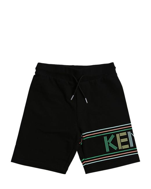 Kenzo Kids Logo Print Cotton Sweat Shorts
