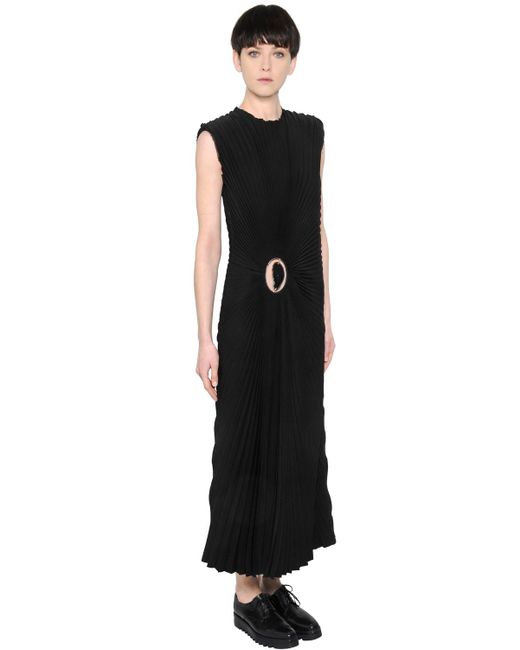 Calvin Klein Collection PLEATED SATIN SILK CREPE DRESS