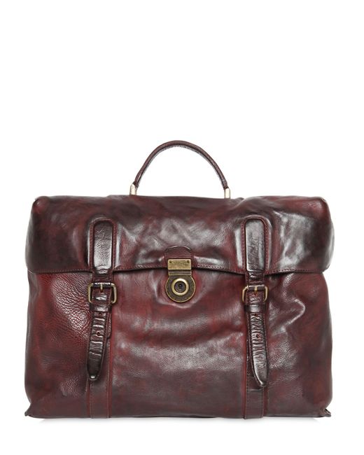 Officine Creative HAND-PAINTED LEATHER BRIEFCASE
