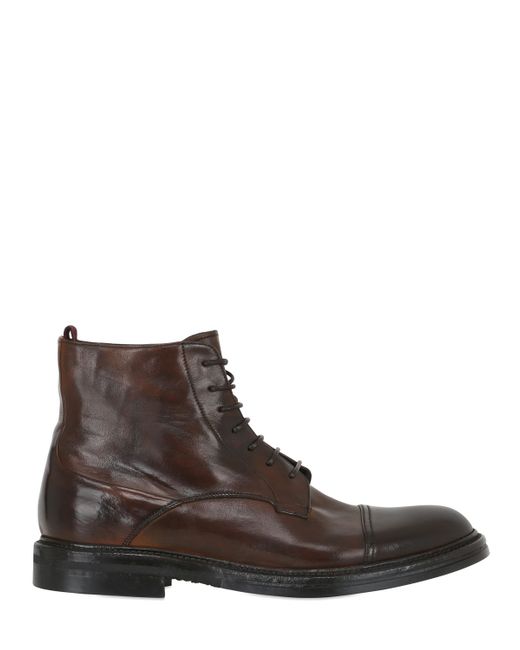 Silvano Sassetti WASHED HORSE LEATHER LACE-UP BOOTS
