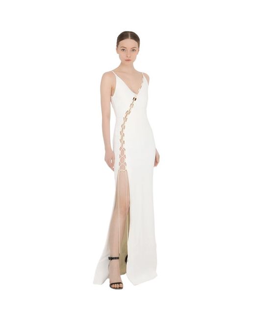 David Koma CADY GOWN WITH LEATHER LACE-UP DETAIL