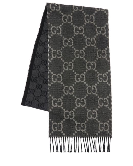 Gucci Gg Jacquard Wool Knit Scarf