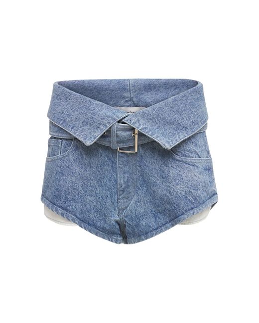 Marques'Almeida Organic Cotton Denim Mini Belted Shorts