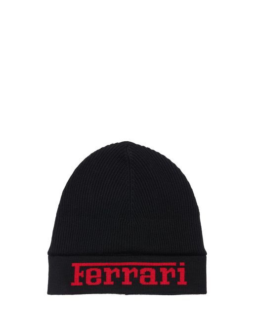 Ferrari Logo Wool Blend Beanie Hat