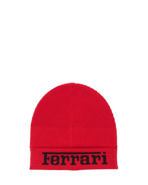 Ferrari Logo Wool Blend Beanie Hat