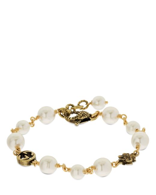 Gucci Gg Flower Imitation Pearl Bracelet