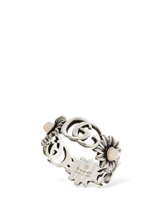 Gucci Double G Flower Ring W Mother Of Pearl