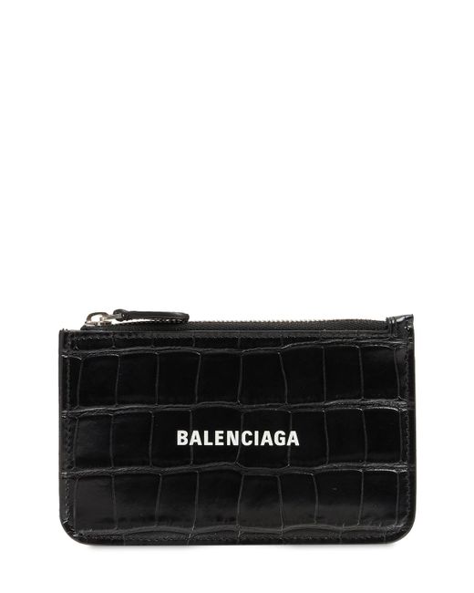 Balenciaga Croc Embossed Leather Card Holder