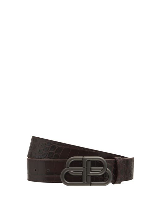 Balenciaga 3.8cm Bb Croc Embossed Leather Belt