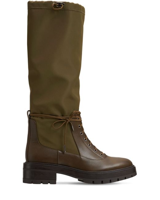 Aquazzura 50mm Rain Nylon Leather Tall Boots