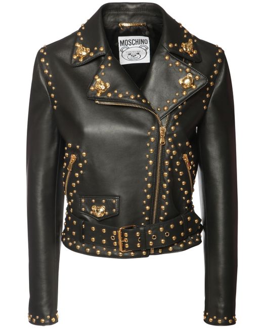 Moschino Nappa Leather Studded Biker Jacket