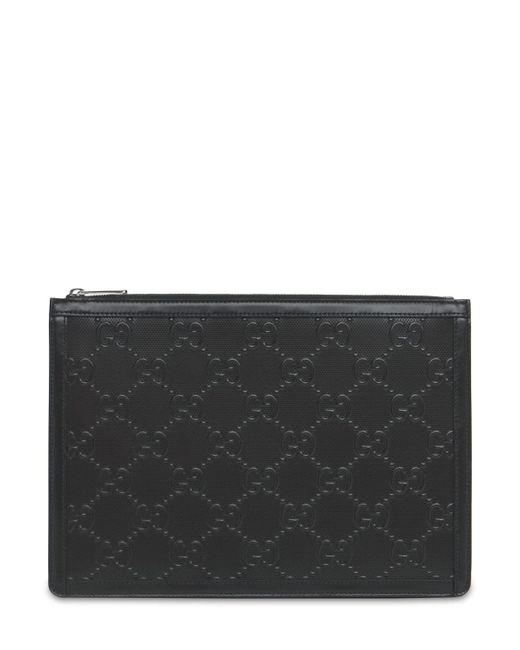 Gucci Gg Embossed Leather Pouch