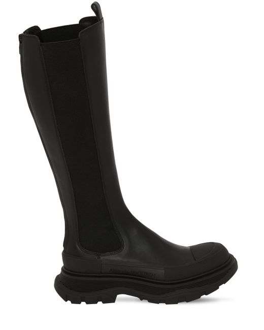 Alexander McQueen 40mm Tread Slick Leather Tall Boots