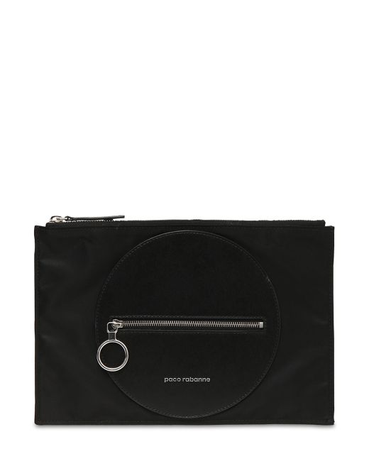 Paco Rabanne Nylon Zipped Pouch W Leather Details