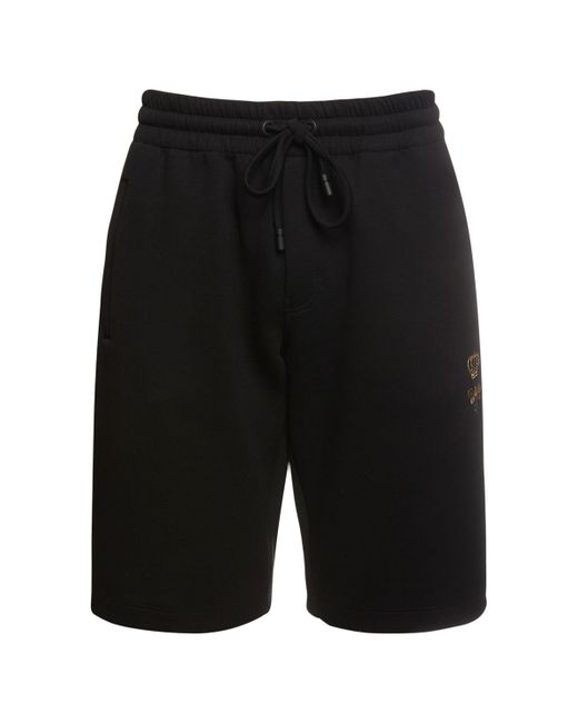 Dolce & Gabbana Bee Crown Embroidered Cotton Shorts