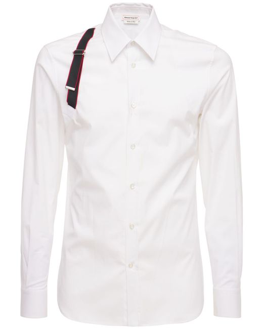Alexander McQueen Logo Harness Stretch Cotton Poplin Shirt