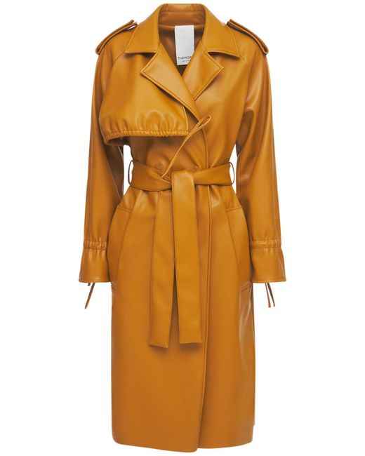 Themoirè Faux Leather Trench Coat