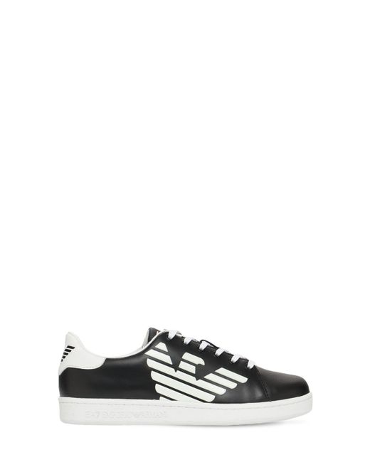 Ea7 Logo Print Leather Low Sneakers