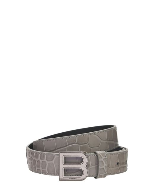 Balenciaga 25mm Hourglass Croc Emboss Leather Belt