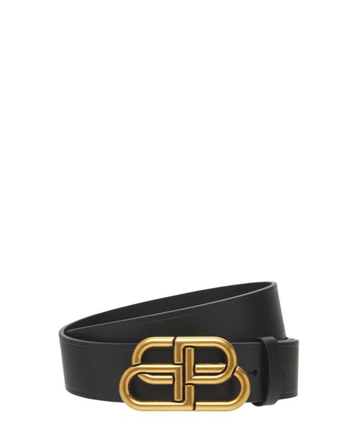 Balenciaga 3.5cm Bb Logo Buckle Leather Belt