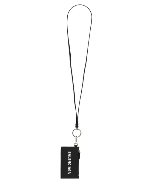 Balenciaga Logo Leather Case Keychain