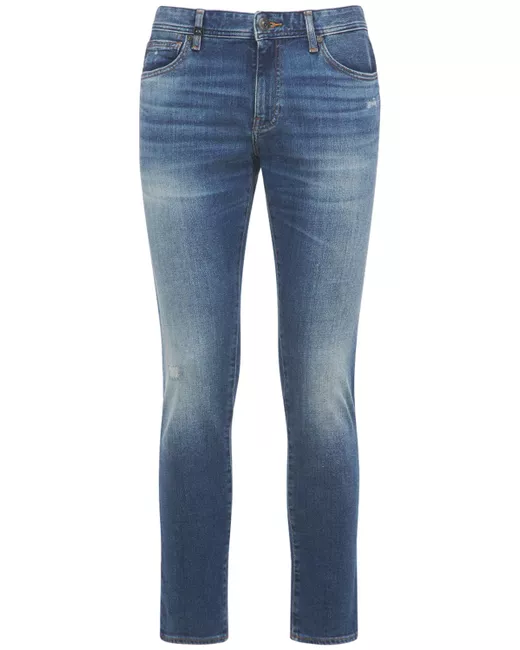 Armani Exchange Distressed Stretch Cotton Denim Jeans