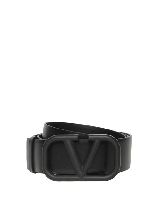 Valentino Garavani 4cm V Buckle Leather Belt