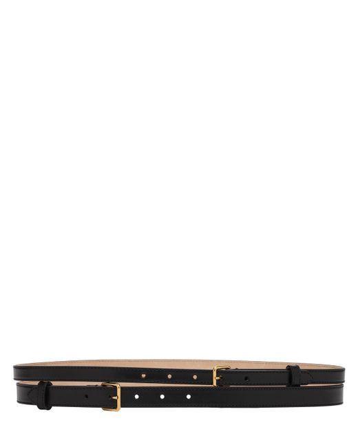 Alexander McQueen Thin Ecolux Leather Double Belt