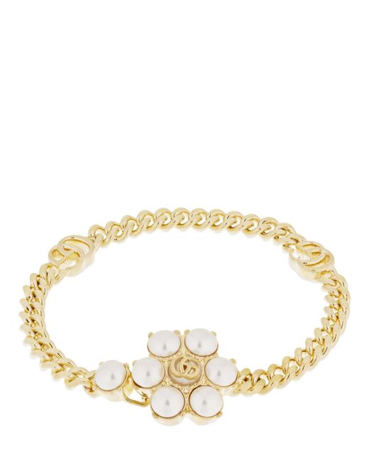 Gucci Gg Marmont Faux Pearl Chain Bracelet