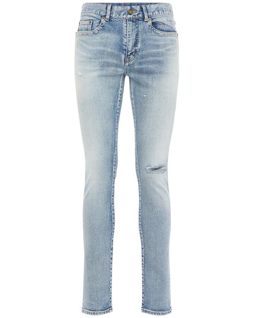 Saint Laurent 15cm Skinny Low Waist Cotton Denim Jeans