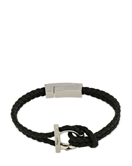 Salvatore Ferragamo 17cm Gancio Braided Leather Bracelet