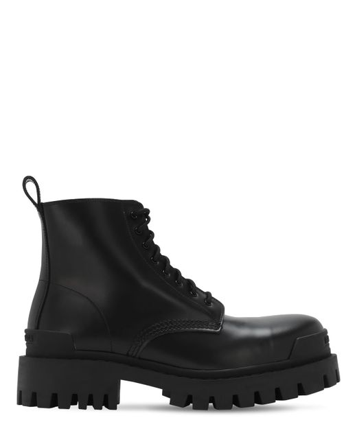 Balenciaga Strike Bootie Leather Lace-up Boots