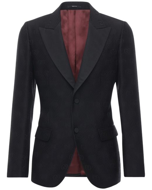 Gucci Gg Wool Silk Jacquard Tuxedo Jacket