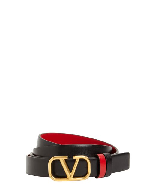 Valentino Garavani 2cm Reversible V Logo Leather Belt