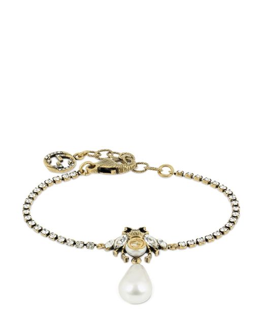 Gucci Bee Motif Crystal Embellished Bracelet